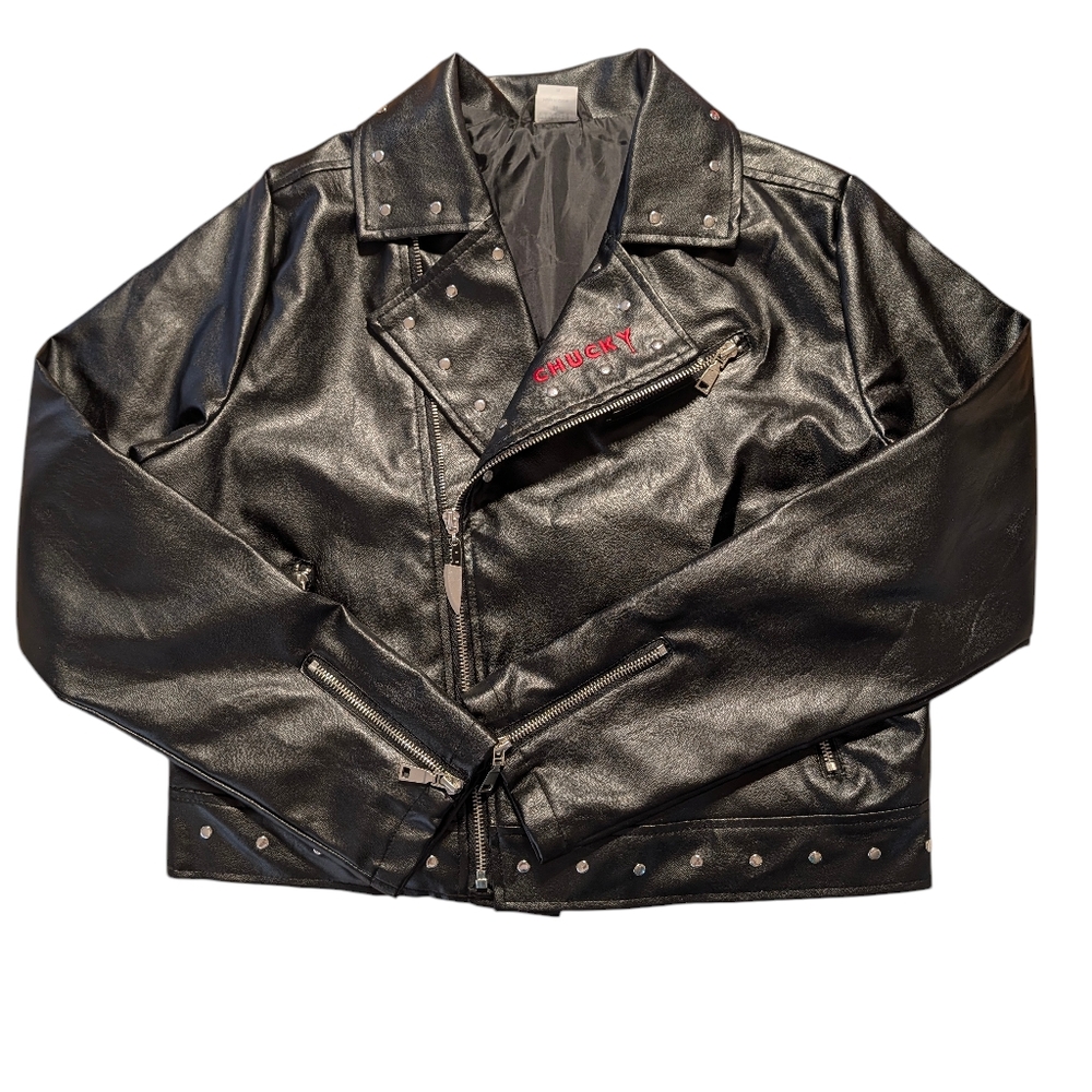 Chucky Tiffany Black Faux Leather Jacket Size Medium - Picture 2 of 10